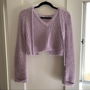 lavender cropped hoodie